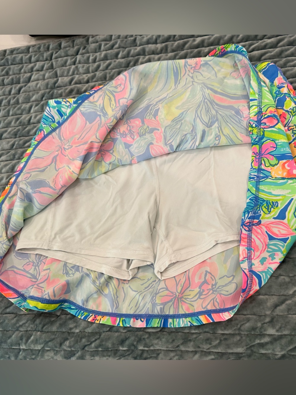 Lilly Pulitzer Neon Floral Active Skort in Blue, Pink & Green - Picture 3 of 5